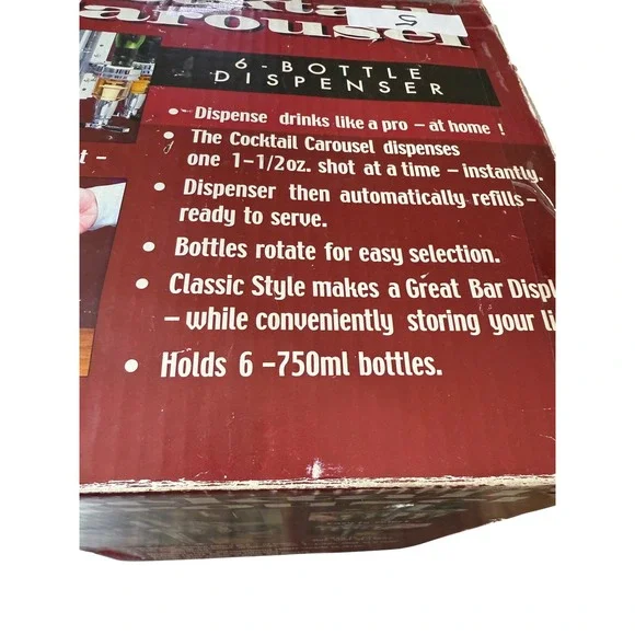 Cocktail Carousel 6 Bottle Liquor Dispenser Bar Home Party Rotating Drink Mixer Bar Accessories